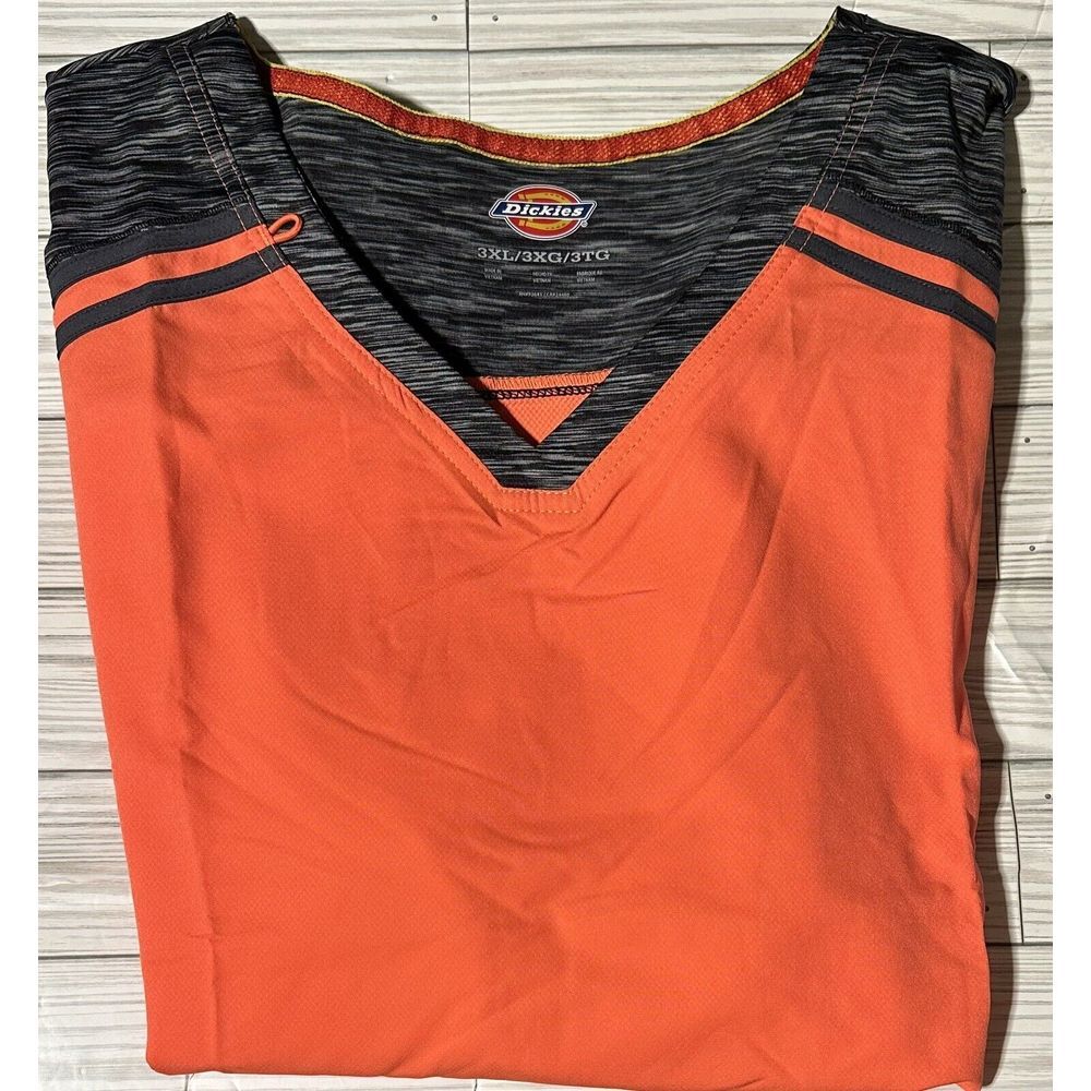 NWT Dickies Dynamix Contemporary Orange/Gray Scrub Top‎ 3XL